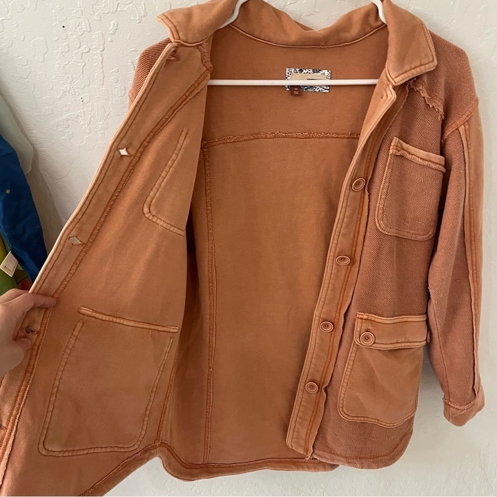 Anthropologie Pilcro Shirt Shacket Utility Jacket  Coral XS - Picture 9 of 16